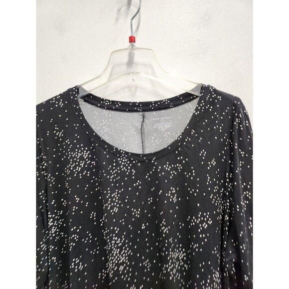 Lane Bryant Womens Knot Hem Tunic Top Size 18/20 Black White Dotted 3/4 Sleeve - Picture 4 of 6